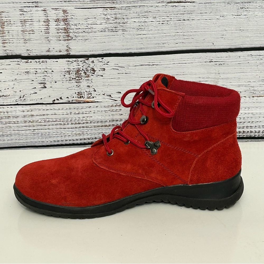 Wanderlust Women's Amy Knit Cuff Lace Boot in Red size 11